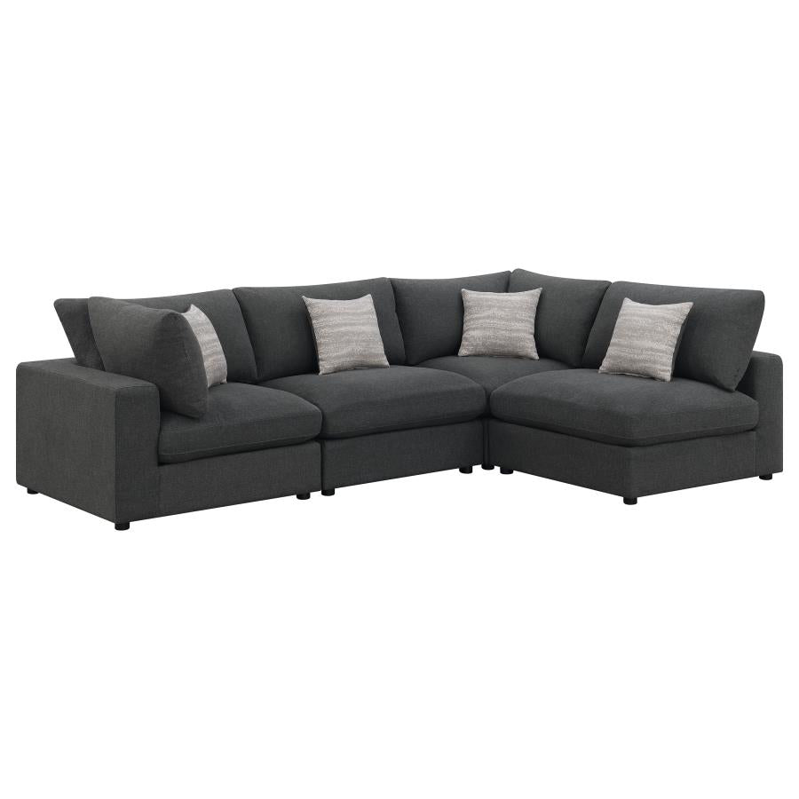 551324 4-piece Upholstered Modular Sectional Sofa Charcoal