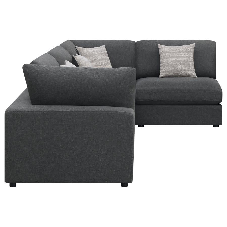 551324 4-piece Upholstered Modular Sectional Sofa Charcoal