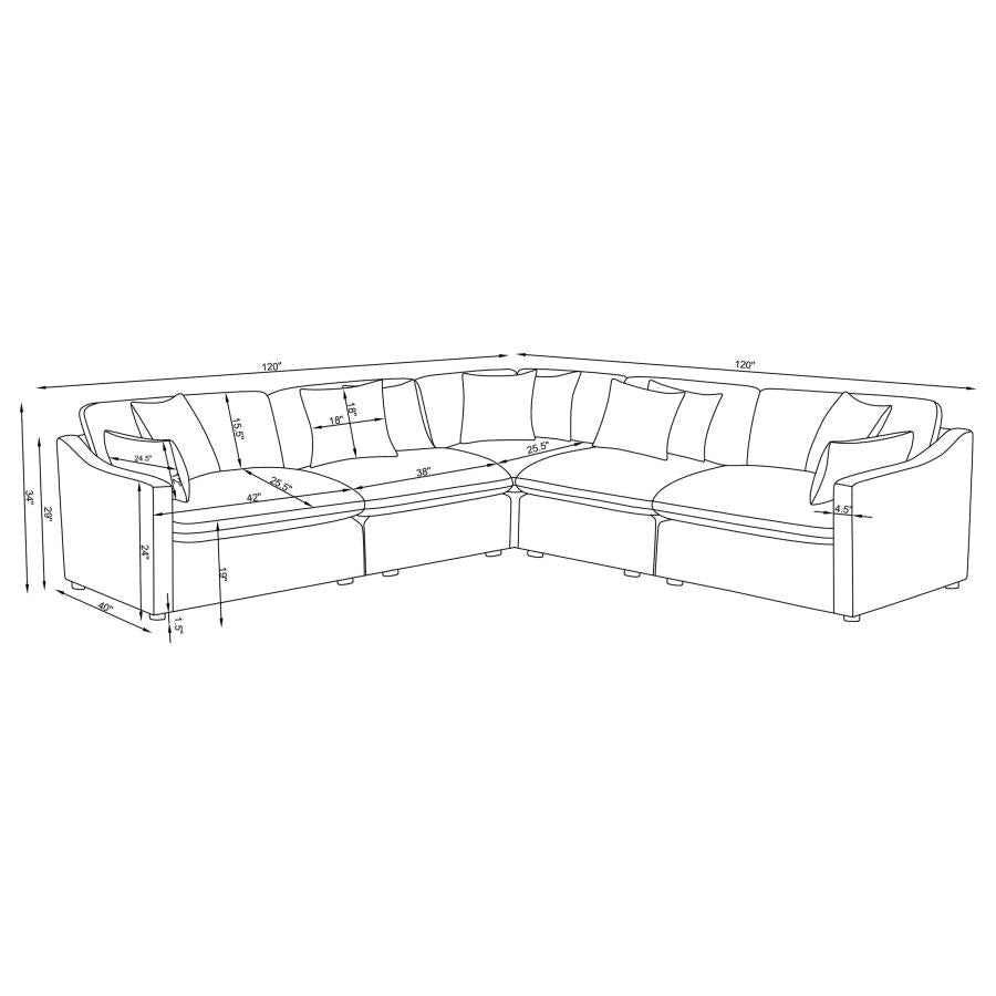 551451 5-piece Upholstered Modular Sectional Sofa IVORY
