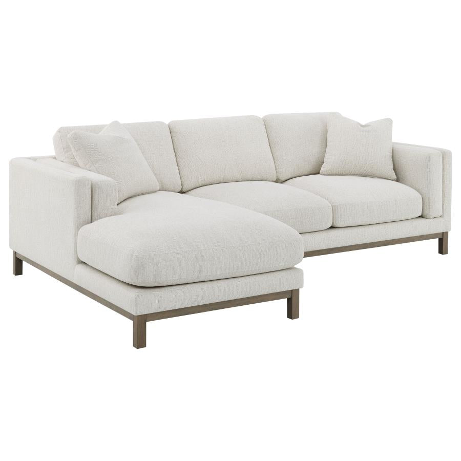 551777 Boucle Upholstered Sectional Chaise Sofa Sand