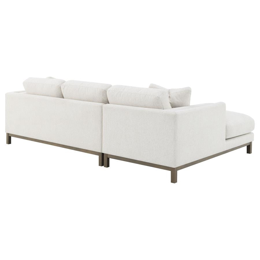 551777 Boucle Upholstered Sectional Chaise Sofa Sand