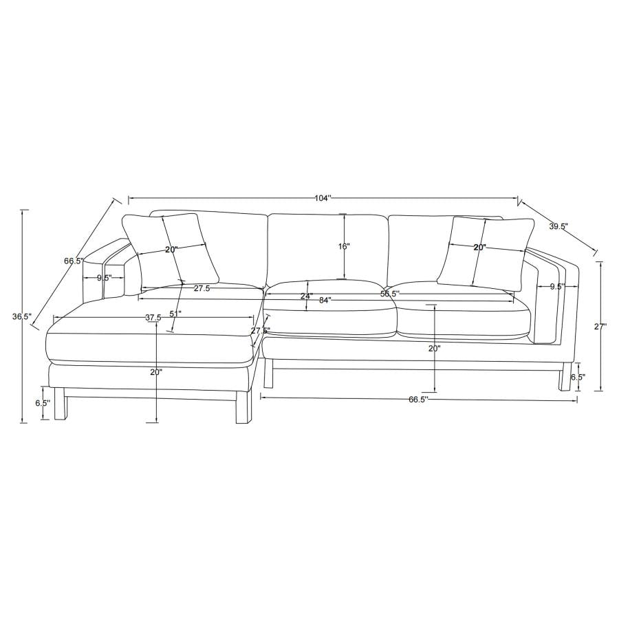 551777 Boucle Upholstered Sectional Chaise Sofa Sand