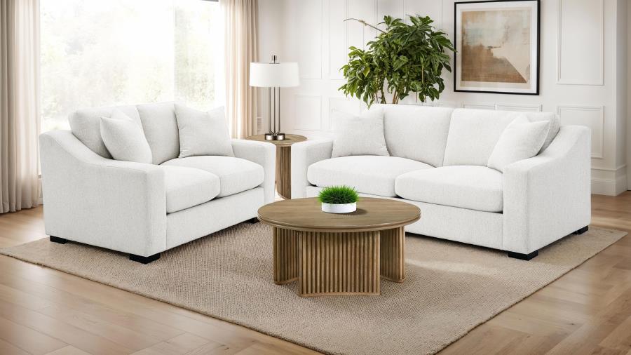 552091-S2 2-piece Upholstered Track Arm Sofa Set Sand