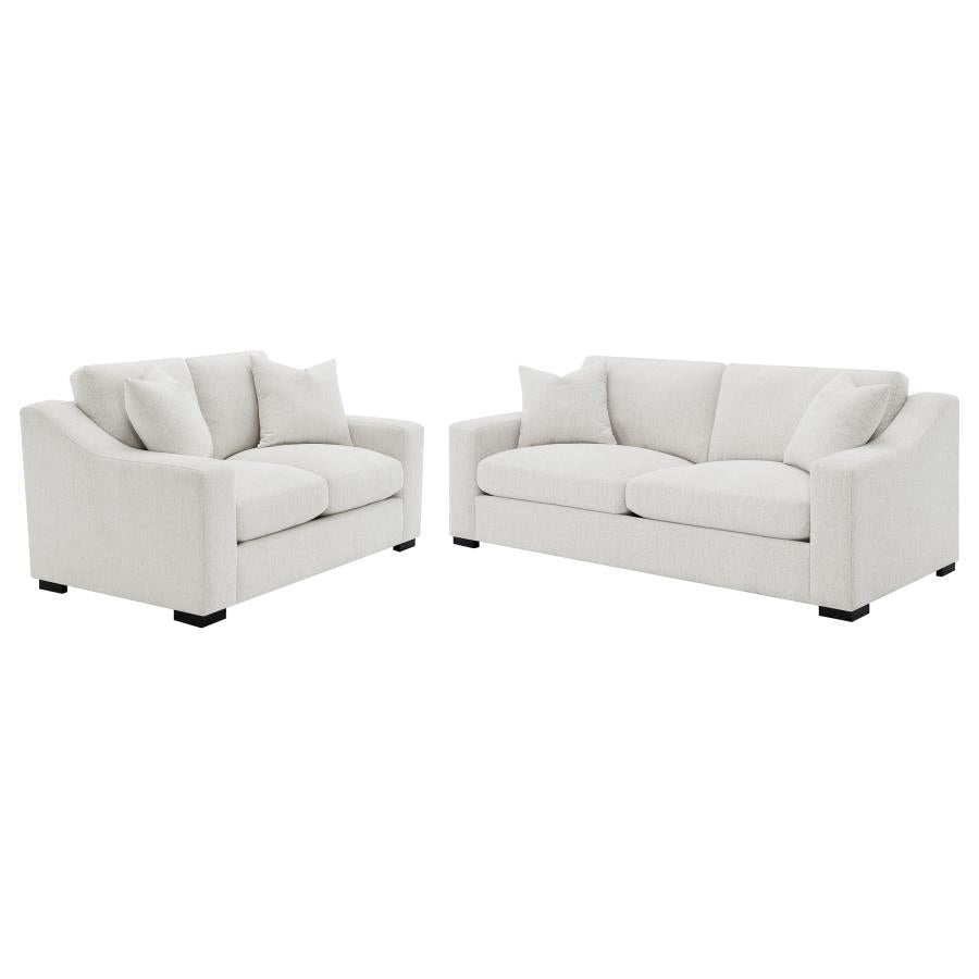 552091-S2 2-piece Upholstered Track Arm Sofa Set Sand