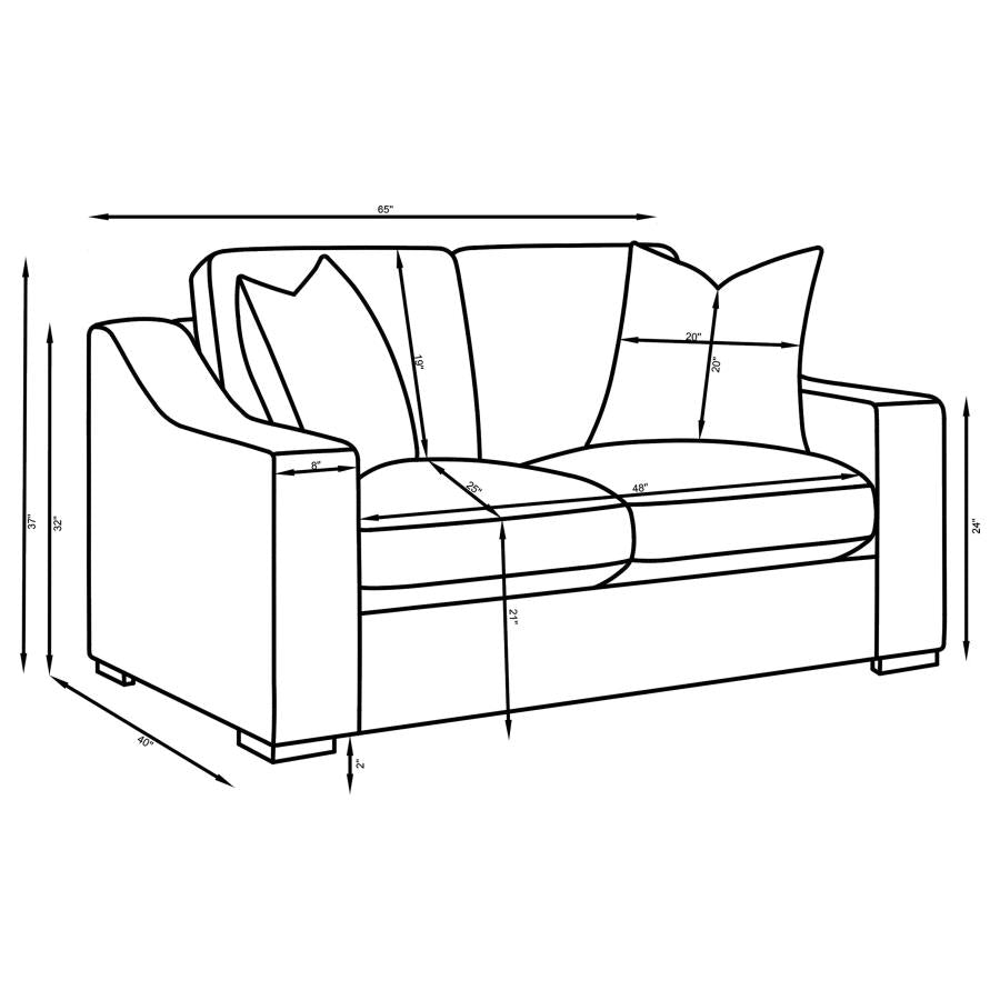 552091-S2 2-piece Upholstered Track Arm Sofa Set Sand