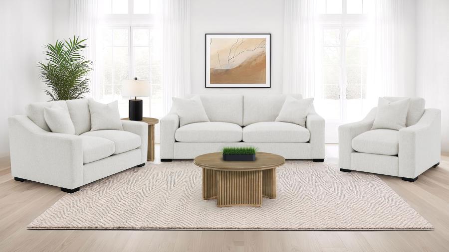 552091-S3 3-piece Upholstered Track Arm Sofa Set Sand