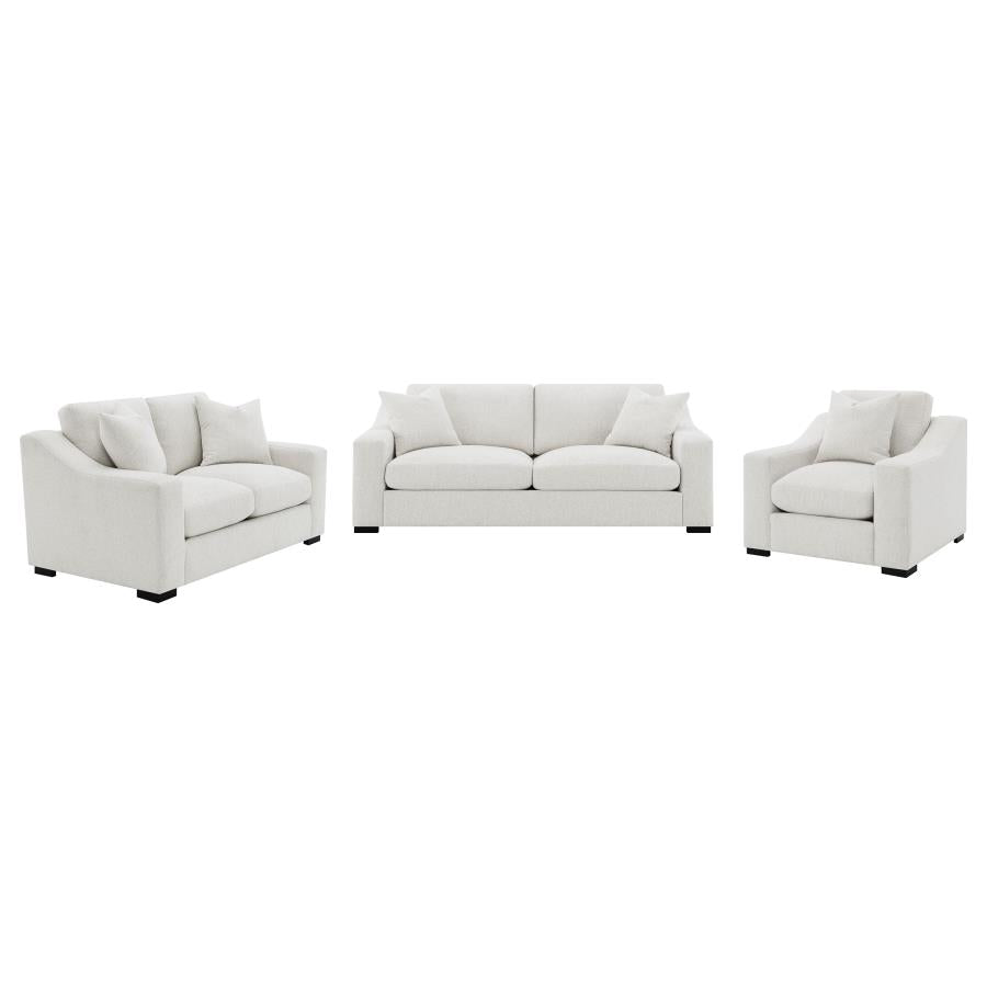 552091-S3 3-piece Upholstered Track Arm Sofa Set Sand