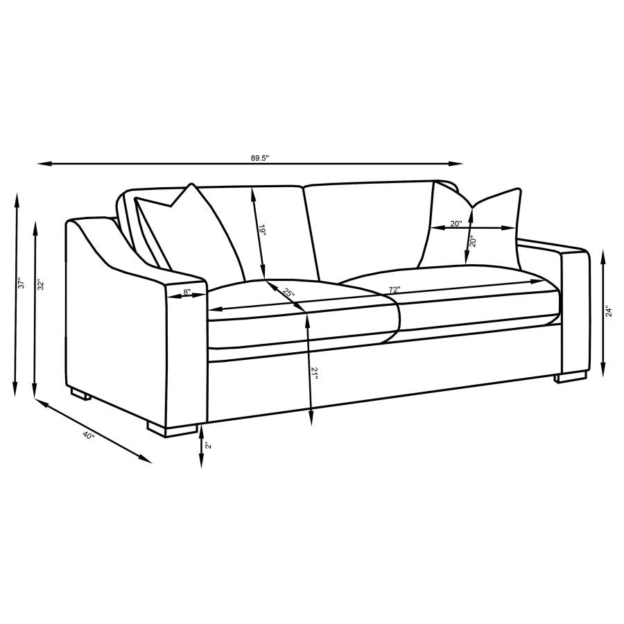 552091-S3 3-piece Upholstered Track Arm Sofa Set Sand