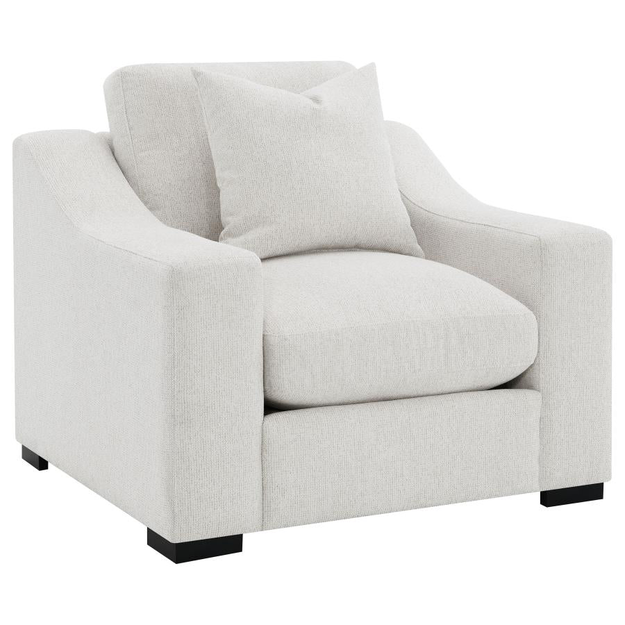 552093 Fabric Upholstered Track Arm Accent Chair Sand