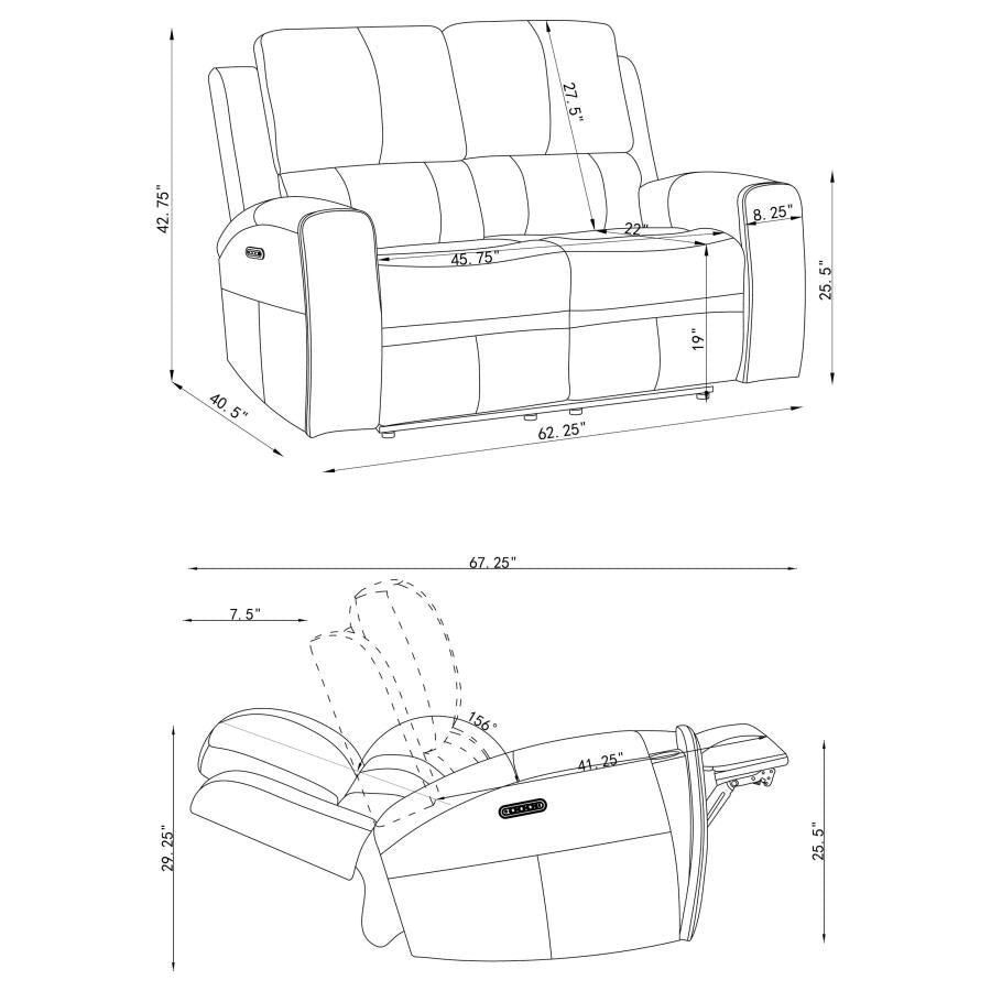 603431PPP 2-piece Triple Power Reclining Sofa Set Charcoal