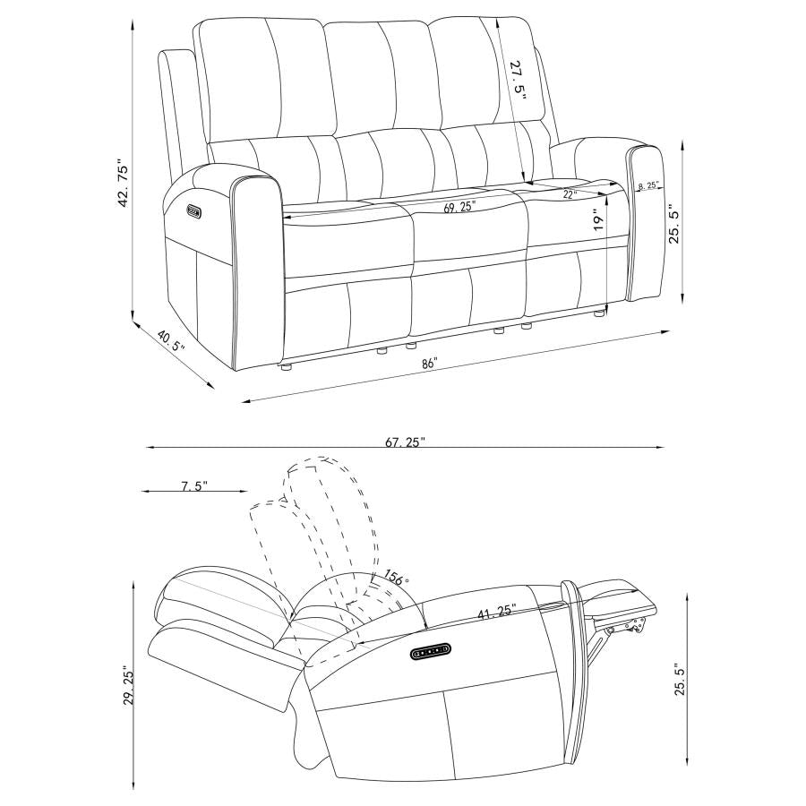 603431PPP Power Reclining Sofa Charcoal