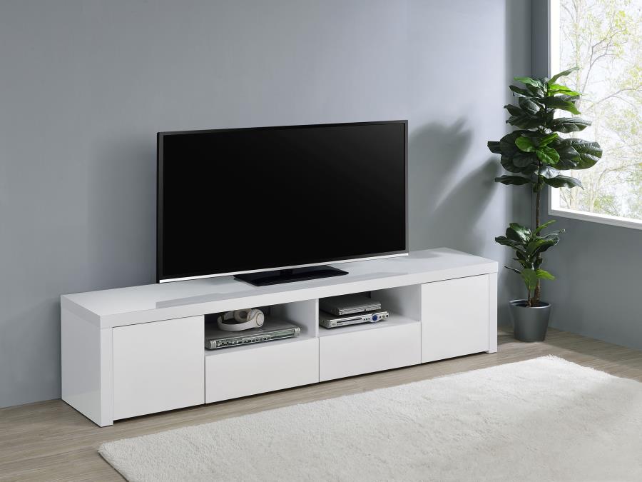 704262 2-door Engineered Wood 79-inch TV Stand High Gloss White