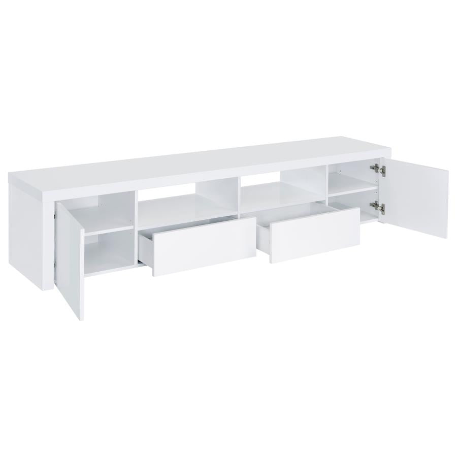 704262 2-door Engineered Wood 79-inch TV Stand High Gloss White