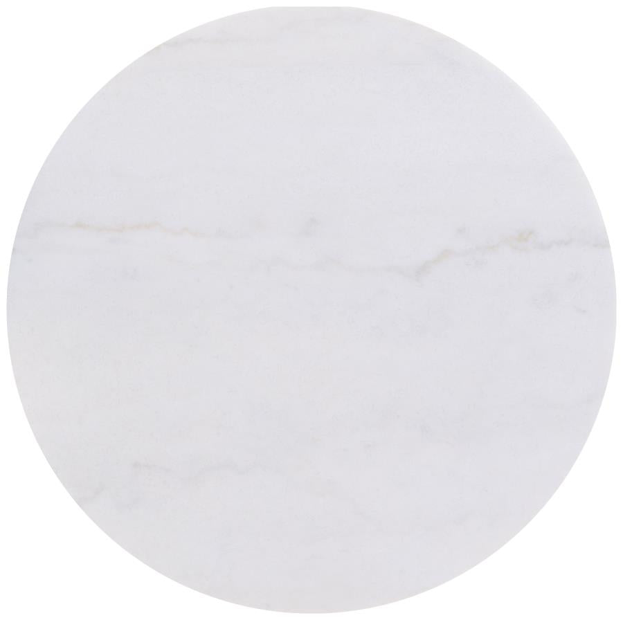 712418-S2 2-piece Round White Marble Coffee Table Set Honey Brown