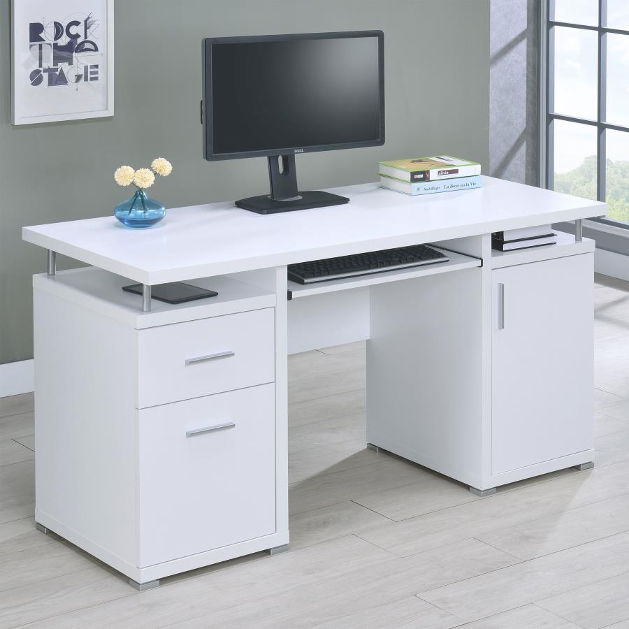 800108 Tracy 55-inch 2-drawer Office Computer Desk White