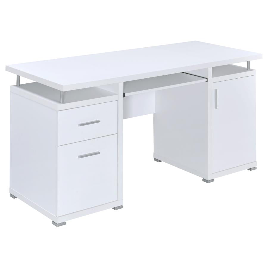 800108 Tracy 55-inch 2-drawer Office Computer Desk White