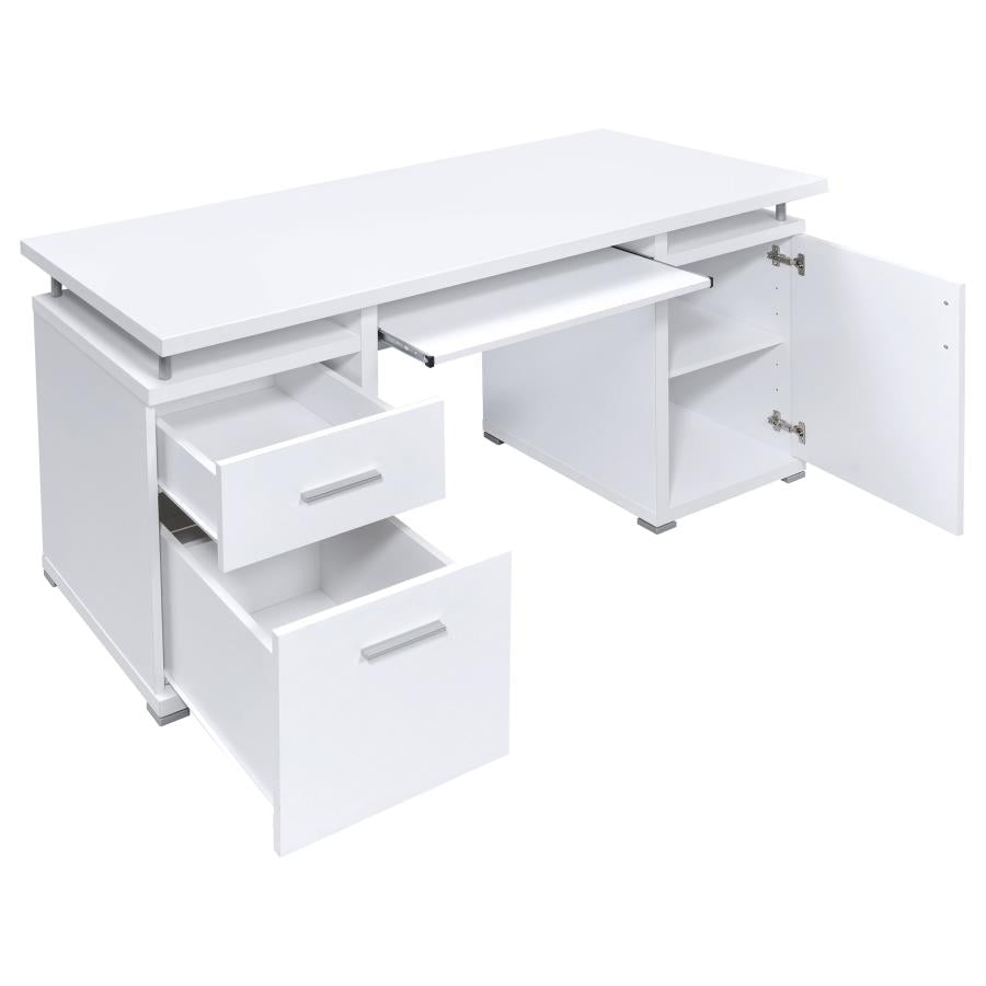 800108 Tracy 55-inch 2-drawer Office Computer Desk White