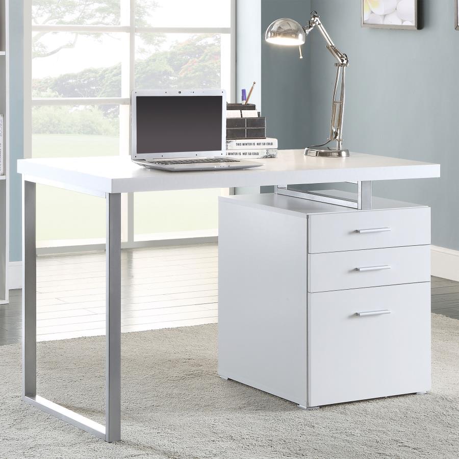 800325 47-inch 3-drawer Office Computer Desk White