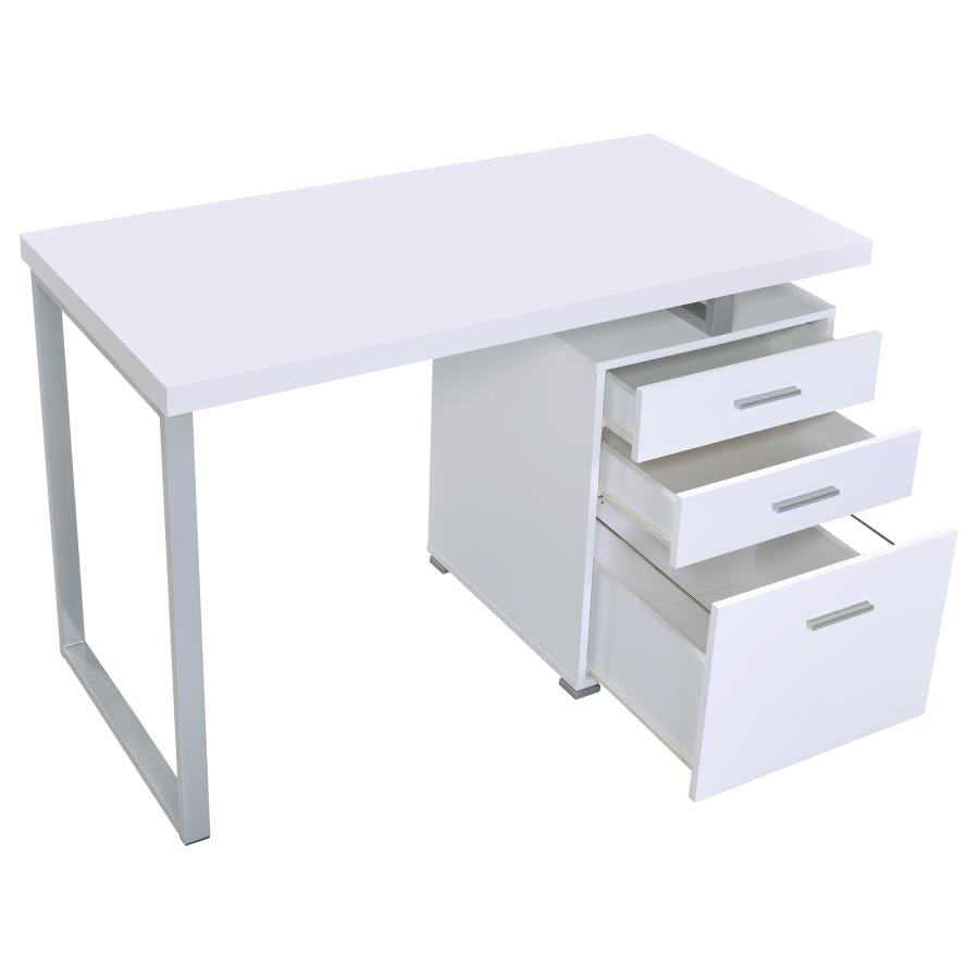 800325 47-inch 3-drawer Office Computer Desk White
