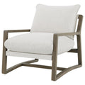 907509 Boucle Upholstered Wood Arm Accent Chair Sand