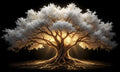 White/Gold Tree Of Life  Glass Wall ART