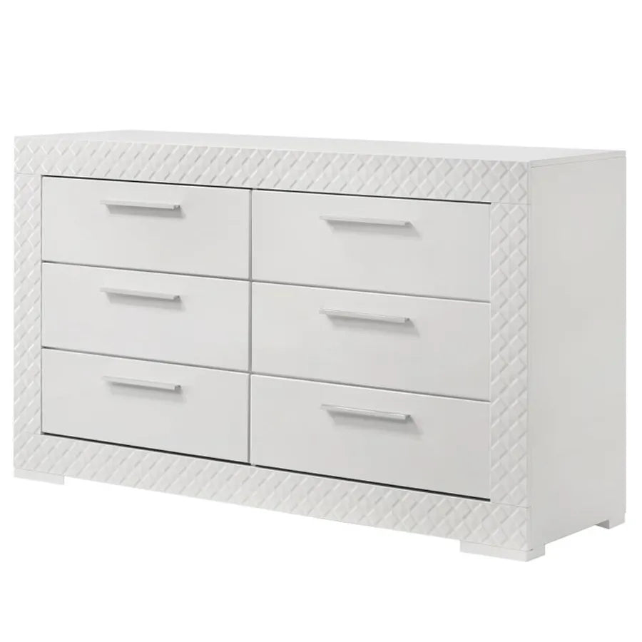 Brooklyn Bedroom Set King 4 Pcs White Glossy Led