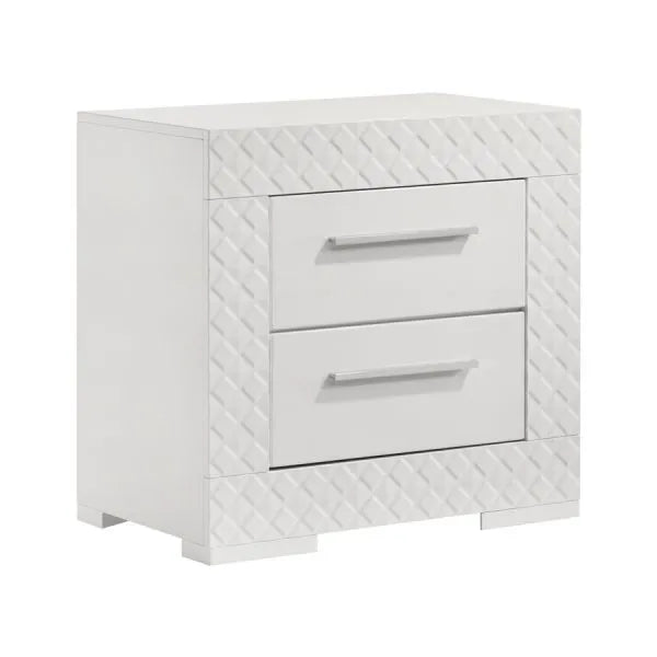Brooklyn Bedroom Set King 4 Pcs White Glossy Led