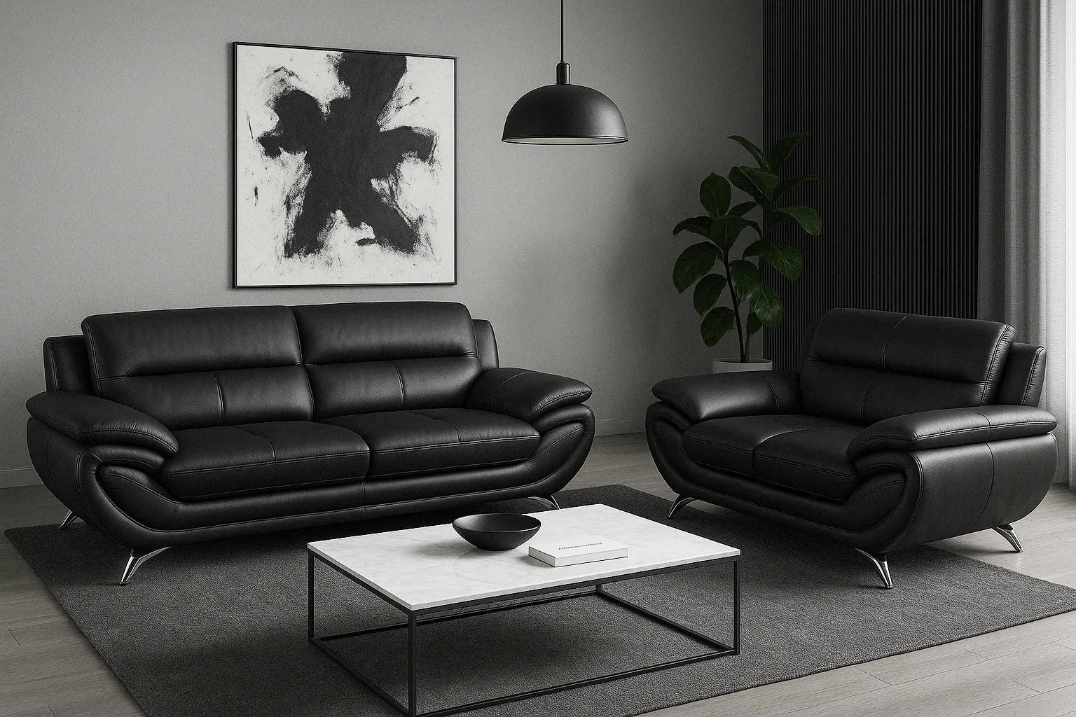 Venecia Sofa and Loveseat Set White