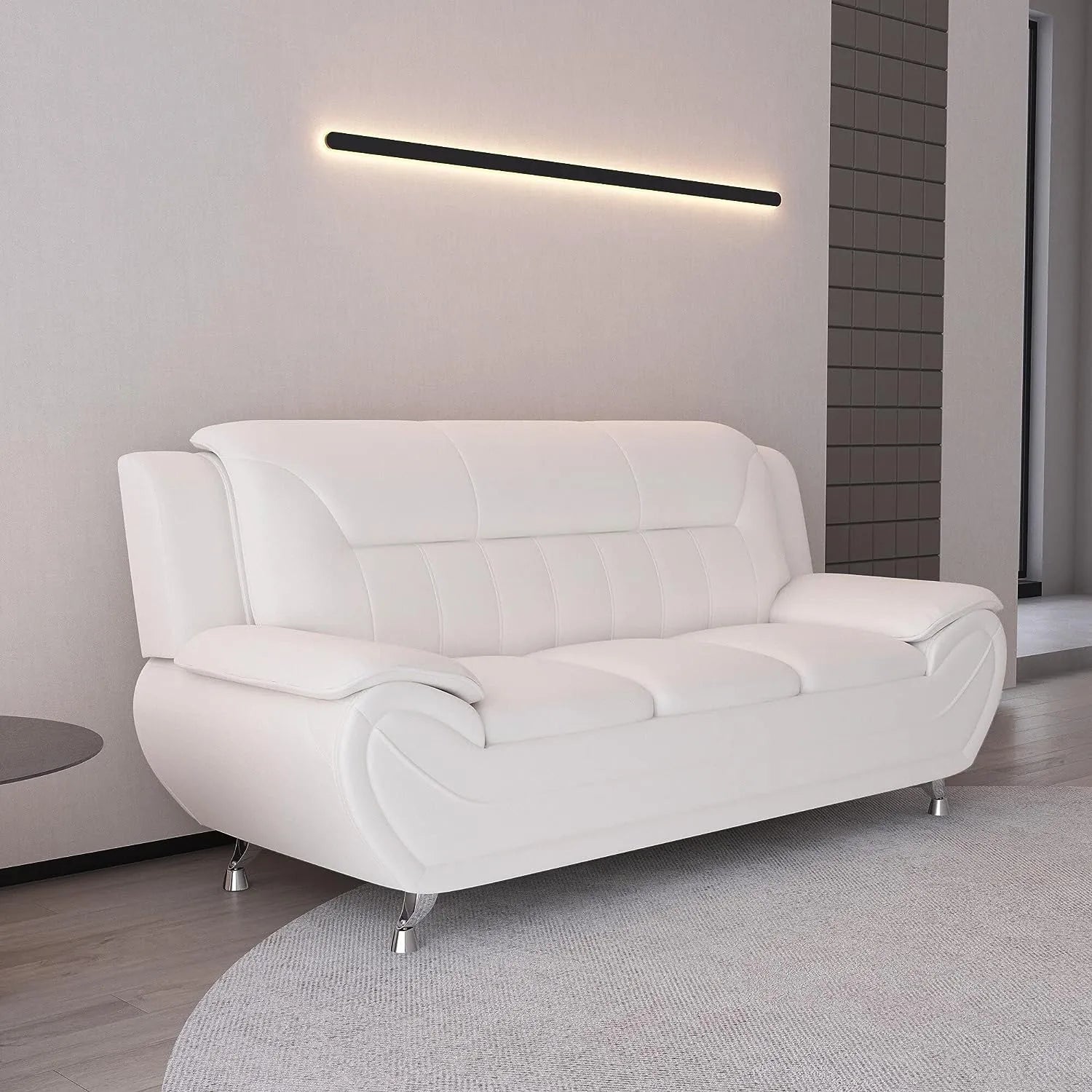 Venecia Sofa and Loveseat Set White