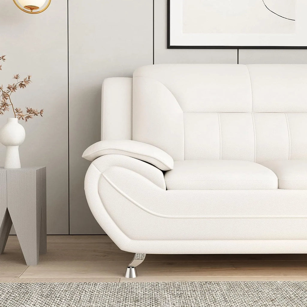 Venecia Sofa and Loveseat Set White