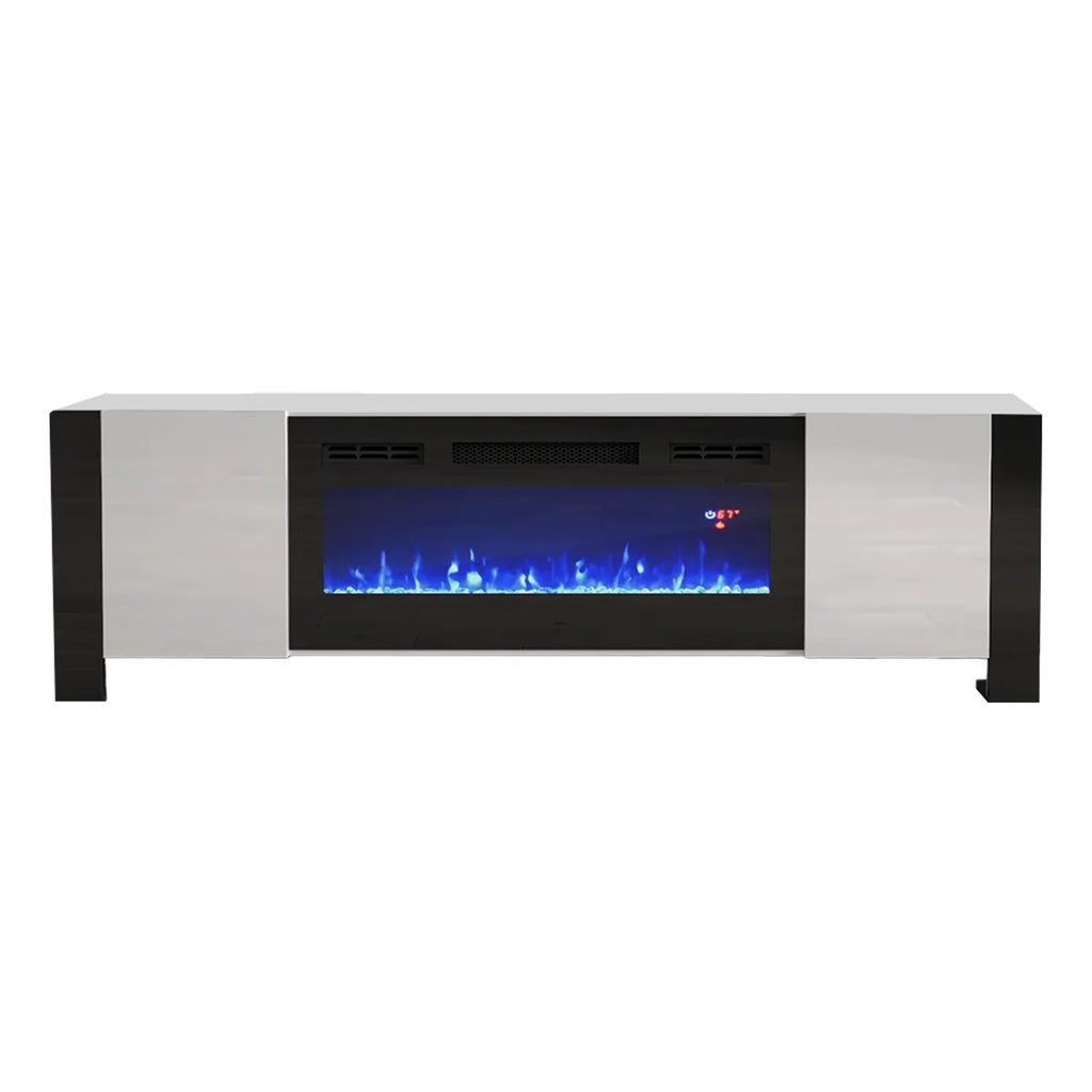 TV 802 Black and white Entertainment Center with Electric Fireplace