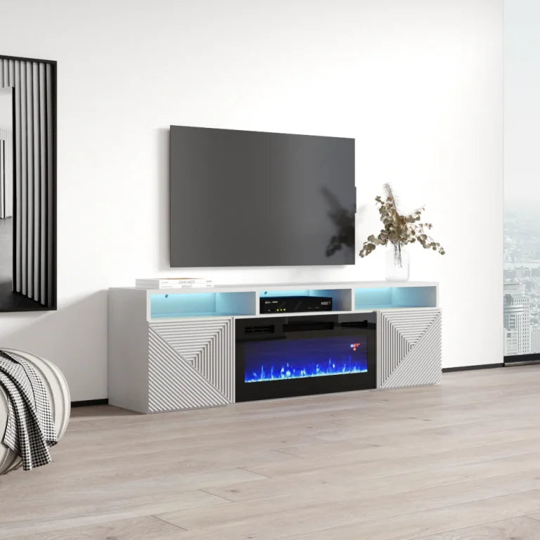 TV1609 White with fireplace Floating