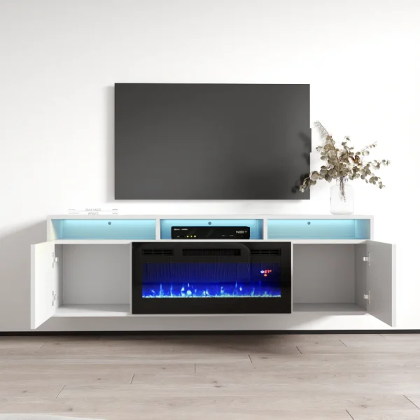 TV1609 White with fireplace Floating