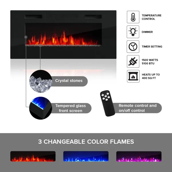 TV 802 Black and white Entertainment Center with Electric Fireplace